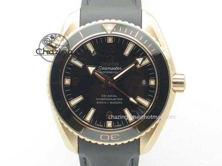 1221 Efficient Planet Ocean GMT 43.5mm RG V6F 1:1 Best Edition Black Dial On RG Bracelet A 8182